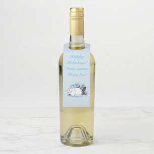 Étiquettes Pour Bouteilles Lapin de Noël blanc