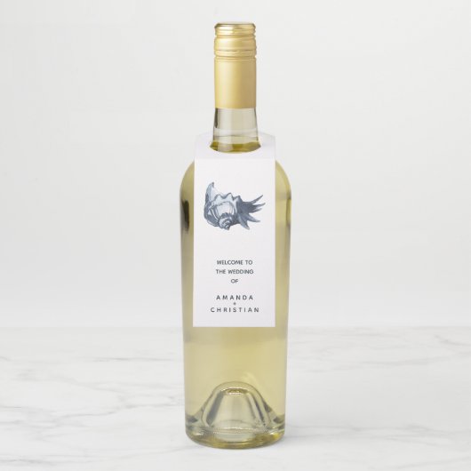 Étiquettes Pour Bouteilles Le coquillage bleu | MARIAGE ACCUEIL CLIENT (Sur bouteille)
