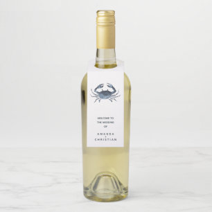 Étiquettes Pour Bouteilles Le crabe bleu   MARIAGE ACCUEIL CLIENT
