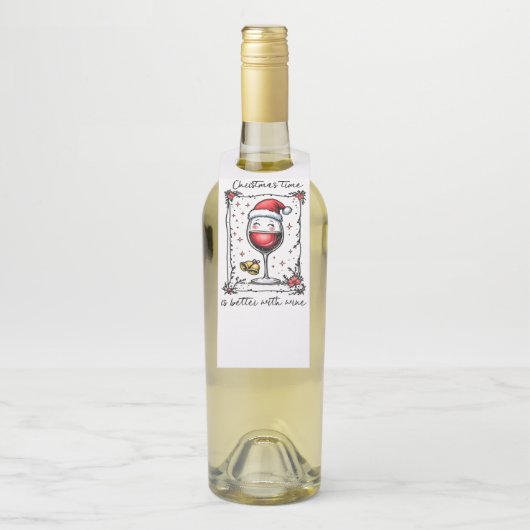 Étiquettes Pour Bouteilles Le temps de Noël est meilleur avec le vin (Sur bouteille)