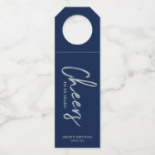 Étiquettes Pour Bouteilles Lettre calligraphiée moderne argent et marine pour (Devant)