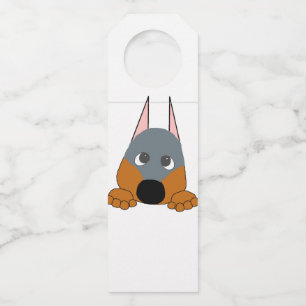 Étiquettes Pour Bouteilles levrette bleu et rouille