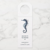 Étiquettes Pour Bouteilles L'Hippocampe Bleu | BIENVENUE AUX INVITÉS DU MARIA (Devant)