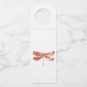 Étiquettes Pour Bouteilles libellule de fleurs avec sakura de bijoux