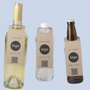 Étiquettes Pour Bouteilles Logo avec code QR et texte commercial promotionnel
