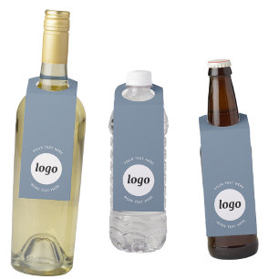 Étiquettes Pour Bouteilles Logo simple avec texte promotionnel Dusty Blue Gre