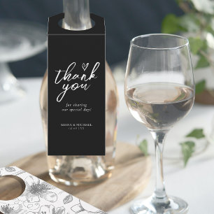 Étiquettes Pour Bouteilles Love Calligraphy Merci Floral White B&W ID940