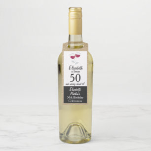 Étiquettes Pour Bouteilles Lunettes de vin rouge 50e fête d'anniversaire