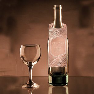 Étiquettes Pour Bouteilles Lush Palm Leaf Mariage Bienvenue Terra Cotta ID956