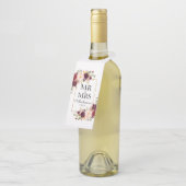 Étiquettes Pour Bouteilles M. et Mme Burgundy Floral Mariage (Incliné)