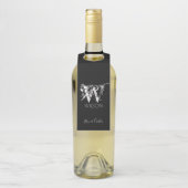 Étiquettes Pour Bouteilles M. & Mme Monogram sur le Merci noir (Sur bouteille)