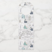 Étiquettes Pour Bouteilles Maison Cosy Noël Bleu Turquoise ID985 (Devant)