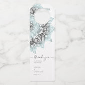 Étiquettes Pour Bouteilles Mandala Lace Mariage Merci Lt. Bleu ID968 (Devant)