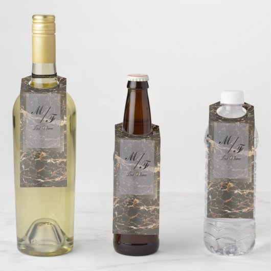 Étiquettes Pour Bouteilles Marbre élégant personnalisé (En situation)