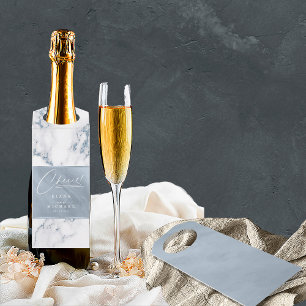 Étiquettes Pour Bouteilles Marbre Moderne Cheers Bleu Poussiéreux ID816