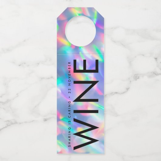 Étiquettes Pour Bouteilles Mariage à monogramme ultra moderne iridescent (Devant)