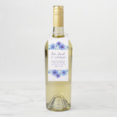 Étiquettes Pour Bouteilles Mariage aquarelle bleu fleur d'anémone (Sur bouteille)