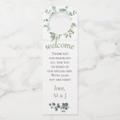 Étiquettes Pour Bouteilles Mariage aux feuilles d'eucalyptus (Devant)