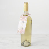 Étiquettes Pour Bouteilles Mariage aux feuilles tropicales rose poudré à pois (Incliné)