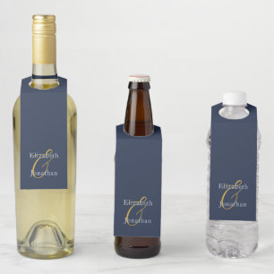 Étiquettes Pour Bouteilles Mariage bleu opulent