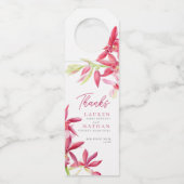 Étiquettes Pour Bouteilles Mariage botanique d'orchidées rouges merci (Devant)