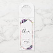 Étiquettes Pour Bouteilles Mariage botanique floral pourpre or rose (Devant)