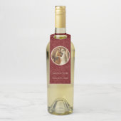 Étiquettes Pour Bouteilles Mariage catholique traditionnel Damask marron (Sur bouteille)