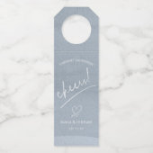 Étiquettes Pour Bouteilles Mariage de calligraphie Cheers Dusty Blue ID771 (Devant)