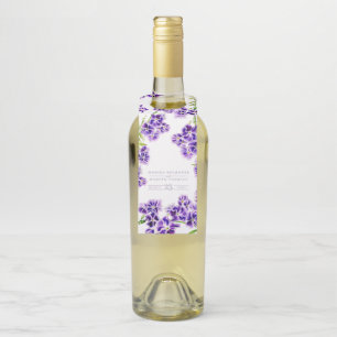 Étiquettes Pour Bouteilles Mariage de fleurs d'aquarelle violet duranta