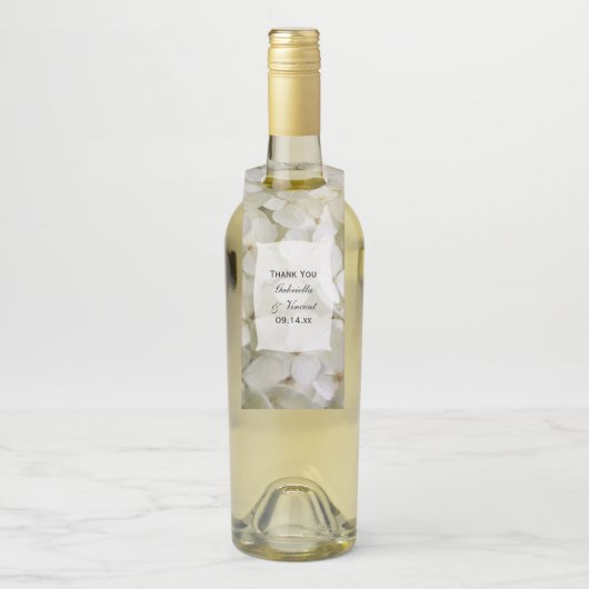 Étiquettes Pour Bouteilles Mariage de fleurs d'Hydrangée blanche (Sur bouteille)