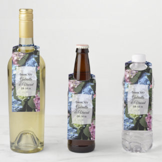 Étiquettes Pour Bouteilles Mariage de fleurs d'Hydrangée colorée