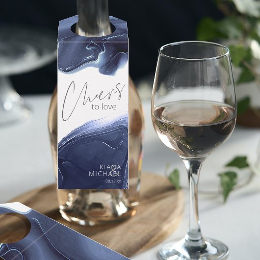 Étiquettes Pour Bouteilles Mariage de flux d'encre encourage à aimer bleu ID7