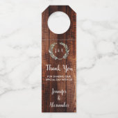 Étiquettes Pour Bouteilles Mariage de Merci de bois rustique feuille (Devant)