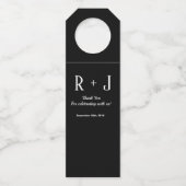 Étiquettes Pour Bouteilles Mariage de Merci de Monogramme noir et blanc perso (Devant)