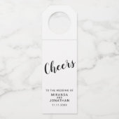 Étiquettes Pour Bouteilles mariage de script moderne 'Cheers' (Devant)