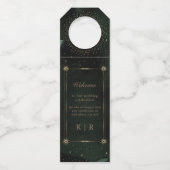 Étiquettes Pour Bouteilles Mariage d'or émeraude céleste (Devant)