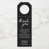 Étiquettes Pour Bouteilles Mariage Élégant Merci Blanc Sur Noir (Devant)