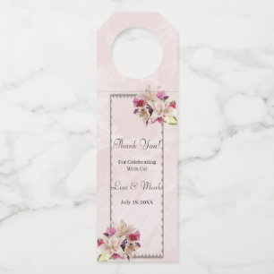 Étiquettes Pour Bouteilles Mariage en marbre rose blanc Lily