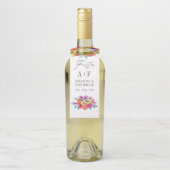 Étiquettes Pour Bouteilles Mariage Fête Florale Aquarelle (Sur bouteille)