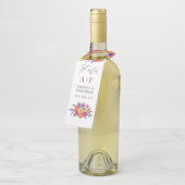 Étiquettes Pour Bouteilles Mariage Fête Florale Aquarelle (Incliné)