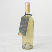 Étiquettes Pour Bouteilles Mariage Fleur Moderne Pêche Gris Foncé (Incliné)