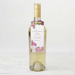 Étiquettes Pour Bouteilles Mariage Fleuris Bourgogne Bienvenue
