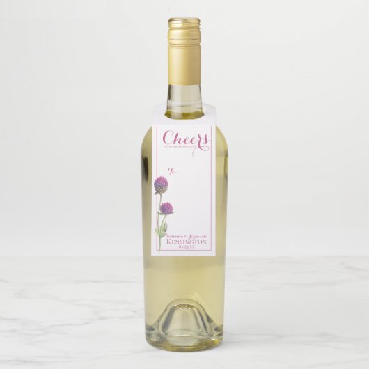 Étiquettes Pour Bouteilles Mariage floral rose aquarelle de fleurs sauvages (Sur bouteille)