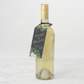 Étiquettes Pour Bouteilles Mariage floral rose noire et blanche (Incliné)