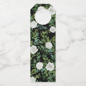 Étiquettes Pour Bouteilles Mariage floral rose noire et blanche (Dos)