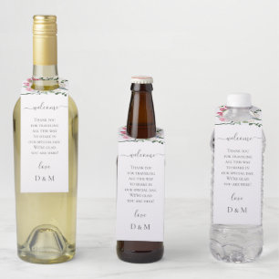 Étiquettes Pour Bouteilles Mariage Floral Sauvage Aquarelle d'Été