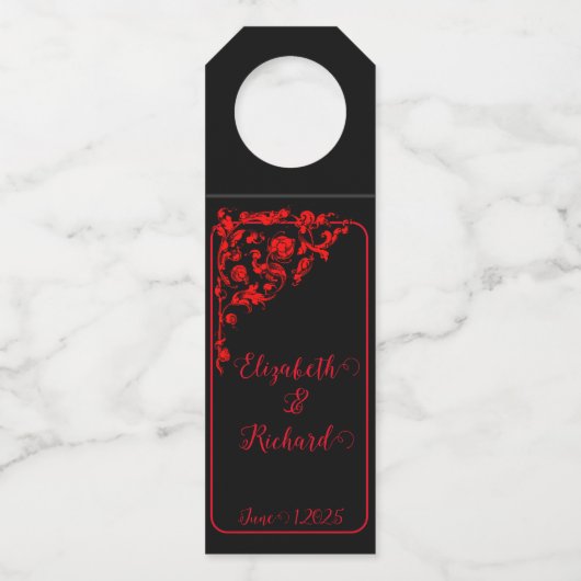 Étiquettes Pour Bouteilles Mariage gothique foncé (Dos)