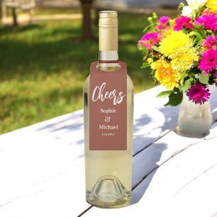 Étiquettes Pour Bouteilles Mariage Marron Terracotta  