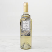 Étiquettes Pour Bouteilles Mariage Moderne avec Géode d'Agate Or et Gris (Sur bouteille)