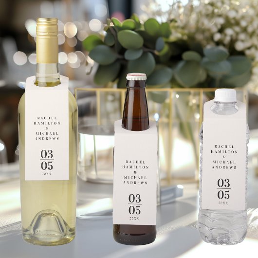 Étiquettes Pour Bouteilles Mariage moderne beige Simpel